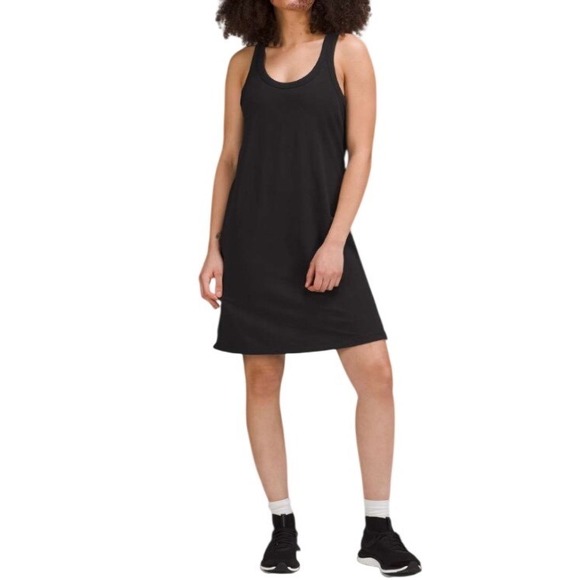 Lululemon Classic Fit Cotton Blend Scoop Neck Tank Dress Black Lululemon Classic Fit Cotton Blend Scoop Neck Tank Dress Black